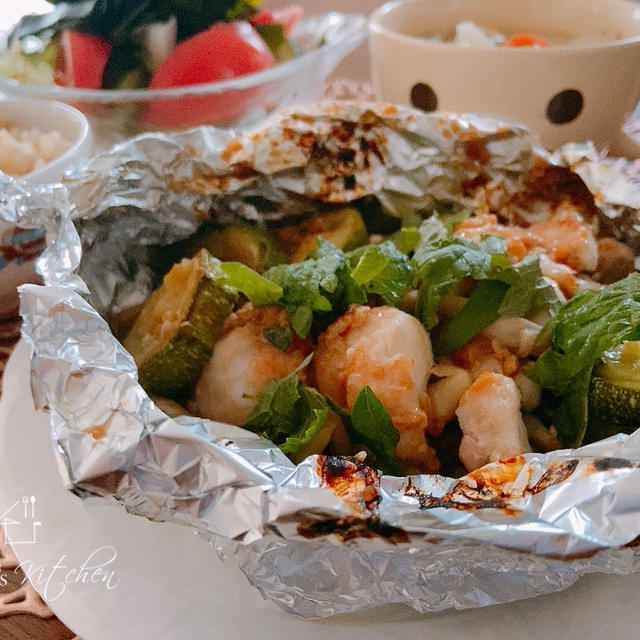 トースターで♡鶏とズッキーニの醤油麹包み焼き＊ついに来た‼︎