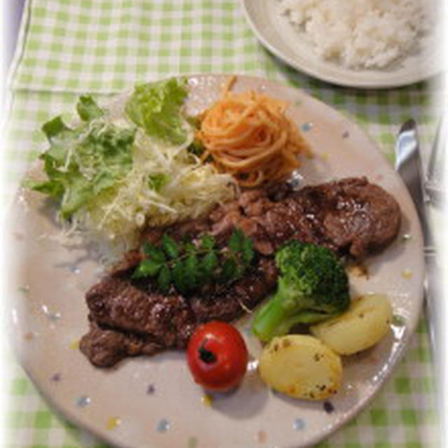 Cafe風ステーキセット【レシピ】霧にむせる夜～♪