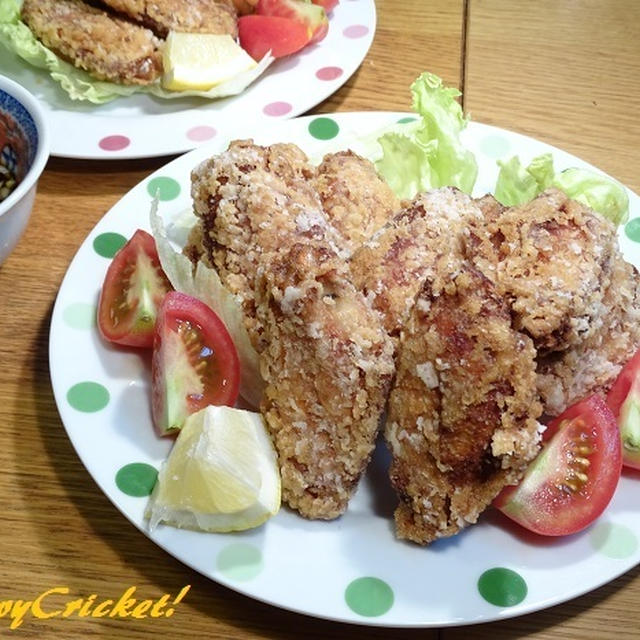 妻に対抗!?して僕も手羽先の中華風簡単揚げで～す(≧▽≦)キャ～～