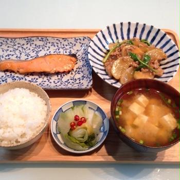 かぶと挽肉の甘辛煮で晩御飯