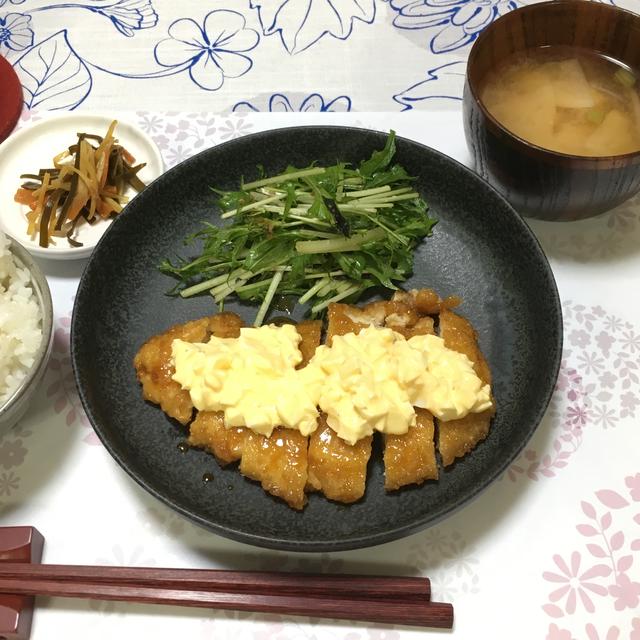 マグロのあらとチキン南蛮と名札