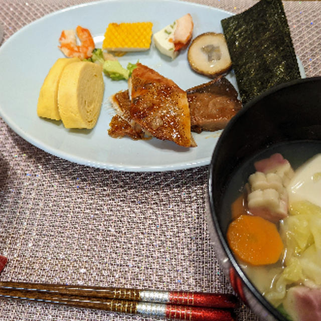 おせちの残りで。