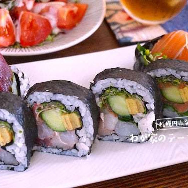 スーパーのお刺身盛り合わせで作った「海鮮巻き」