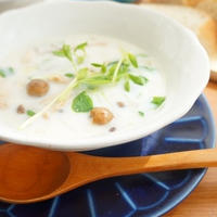 【モニター】ほっき貝と豆苗ときのこの豆乳クリームチャウダー
