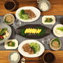 豚ロースの生姜焼き・だし巻き卵・焼きびたしの夜ごはん（中国出張帰りのだんなさまへ好きなものいっぱい）