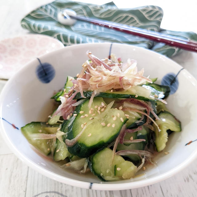 【キュウリとミョウガの酢の物】夏になると毎日作る定番です。