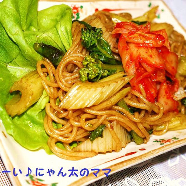 新発田市の本田地区の桜♪と＜菜の花とキムチとセロリの野菜たっぷり焼きそば＞♪イチオシ朝ごはんにレシピ掲載♪