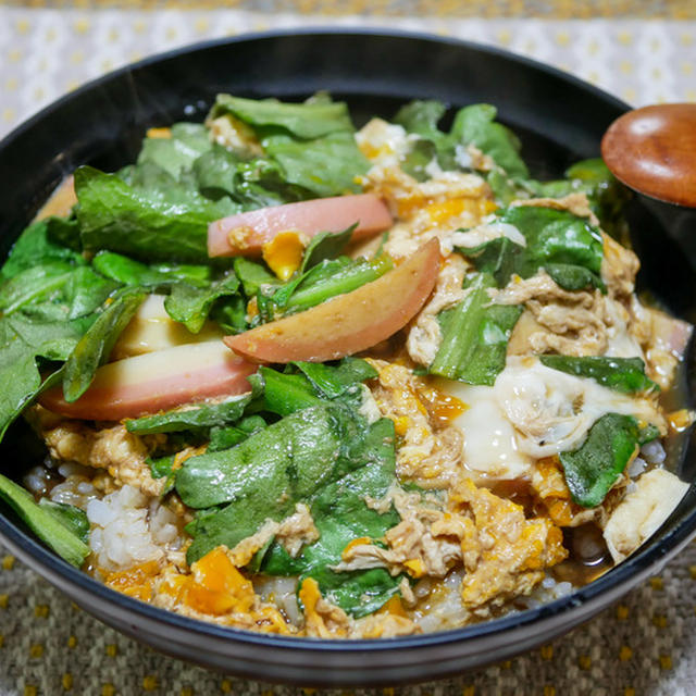 春菊の風味が美味しい「ピンクの蒲鉾丼」&出汁が美味しい「麺　旨だしうどんの逸品」