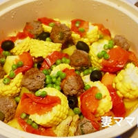 クミン風味のミートボールとコーン煮♪　Meatball & Corn Pot