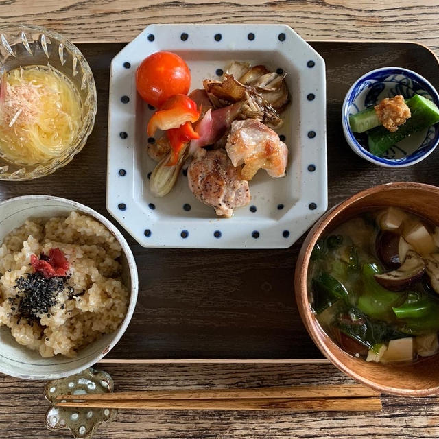 夏のまごわやさしい昼ごはん★焼鳥ピクルス定食～♬