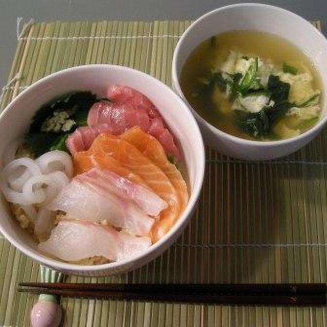 海鮮丼とかき玉汁