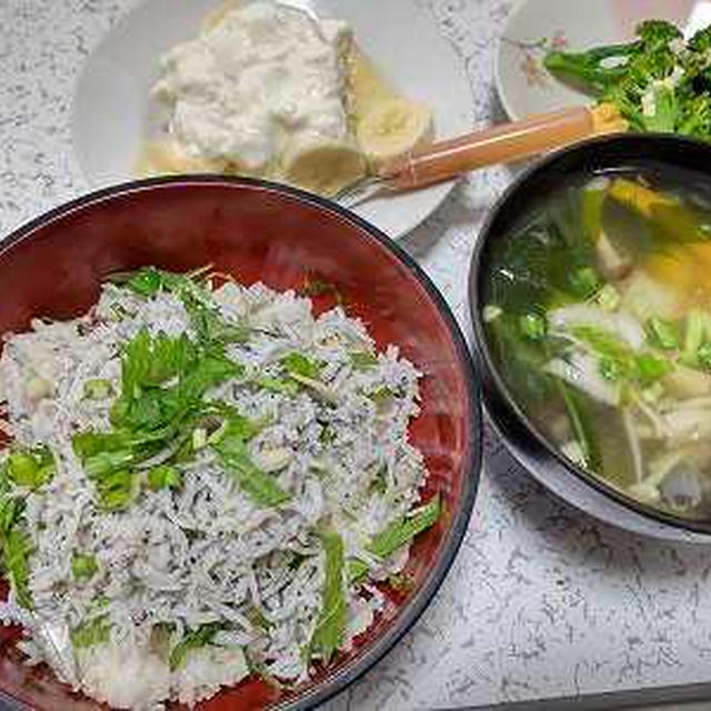 しらす丼の朝ごはん