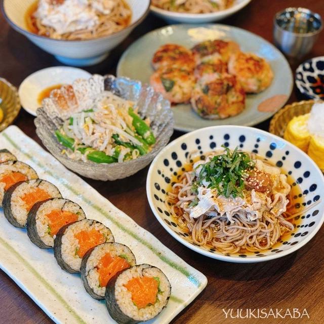 和食献立♪暖かくなる季節にぴったり！食べ応え十分ながら、梅しそでさっぱり食が進むぶっかけ蕎麦！