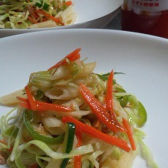 トマトドレッシングでツナパスタサラダ☆