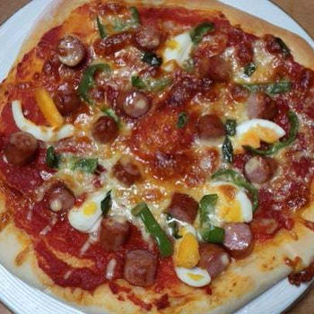 トッピングバジルで手作りピザ