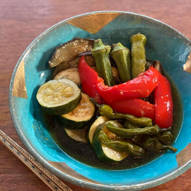 レンジで簡単♡夏野菜の煮びたし（冷蔵庫すっきり～～～！！！）