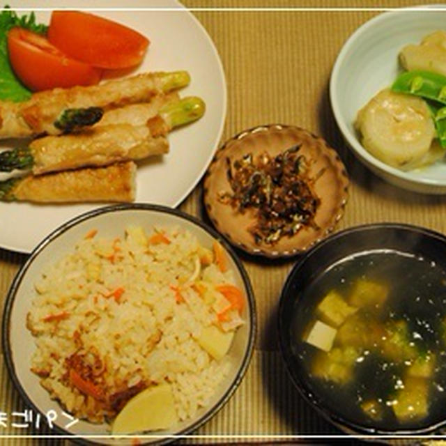 たけのこご飯　と　里芋の味噌バター煮