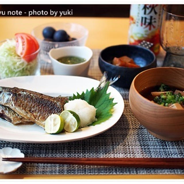 新入りのうつわと秋の味覚。秋刀魚定食！