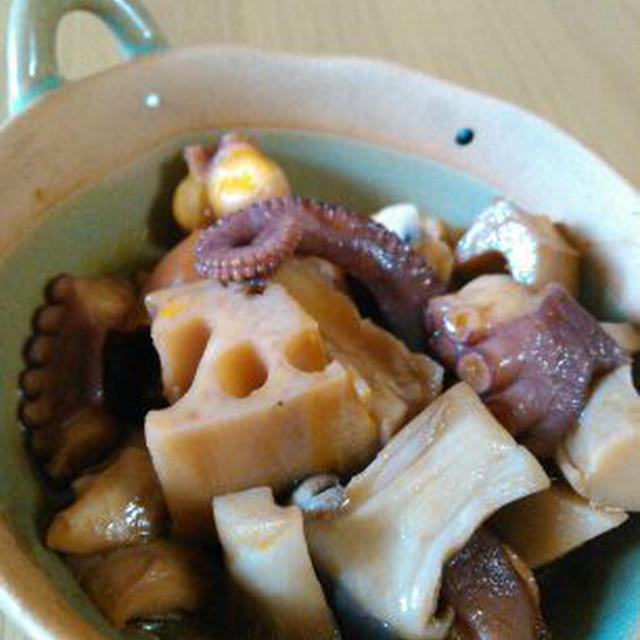 蓮根とエリンギとタコのケチャップ煮