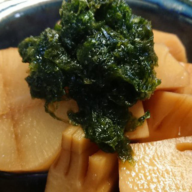 野郎飯流・たけのこと大根を煮たものに生青海苔