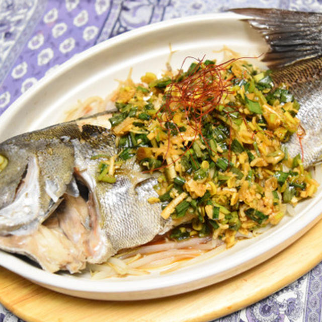 白身魚の中華風蒸しにらねぎ醤油掛け【ぐんまクッキングアンバサダー】フライパンで簡単お魚ふっくらおつまみ。