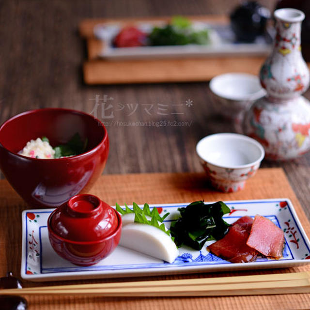 「本マグロの漬けとぶぶ豆腐の揚出し」