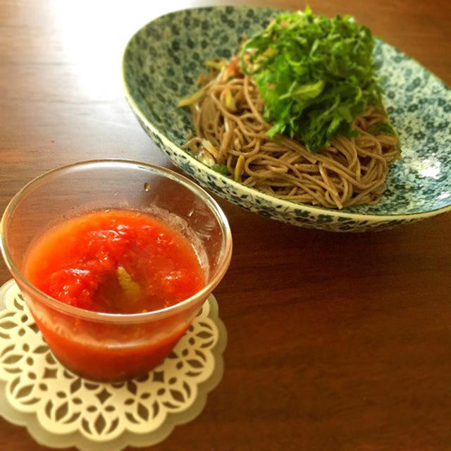 美肌♡柚子トマトダレで薬味そば＊スイカを食べ過ぎた結果