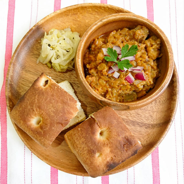 ＊超熟フォカッチャ＆なすカレー＊