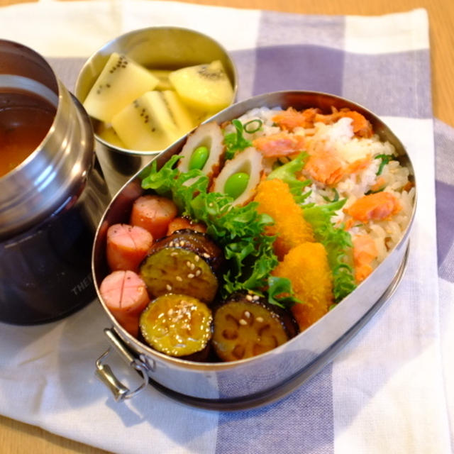 息子ちゃんの☆なすの照り焼き弁当♪