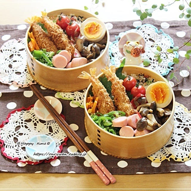 海老フライ弁当と夏ネイル♪