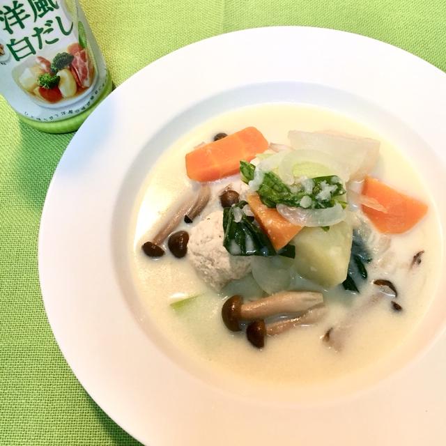 白だしと豆乳のミートボール入り野菜スープ