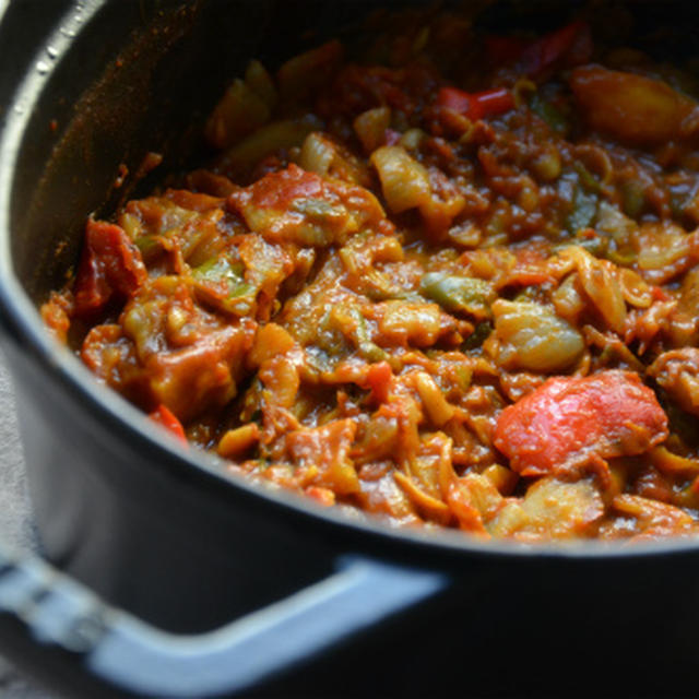 ストウブで「ラタトゥユカレーのドリア」