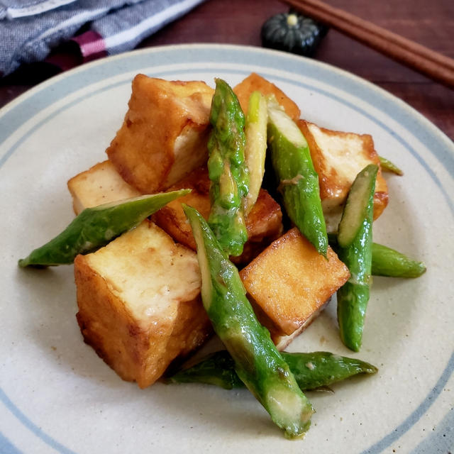 ～シンプル調味料で簡単♪～【厚揚げとアスパラのオイマヨ炒め】#簡単レシピ #作り置き