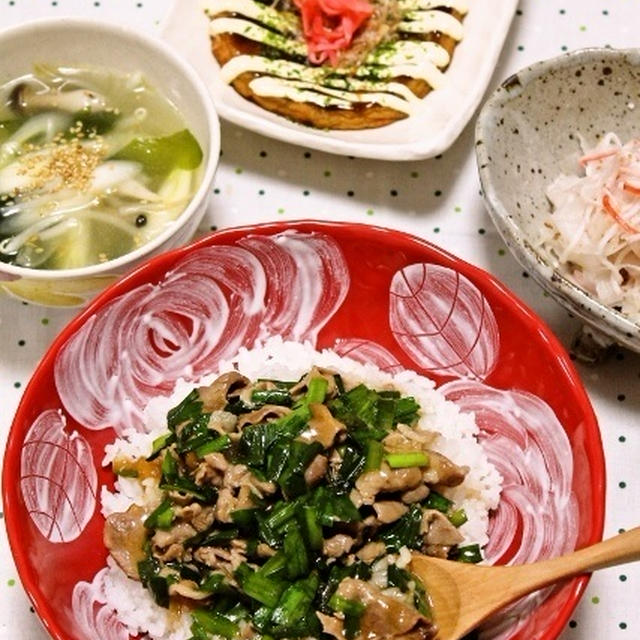 豚肉ロースとニラのあんかけ丼