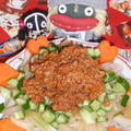 挽き肉あんのトトリ冷麺＆キュウリと鶏ささみの棒棒鶏風サラダ（お家カフェ）