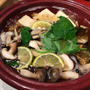 ◆炙った秋刀魚と豆腐が香ばしく酢橘が爽やかな秋刀魚鍋