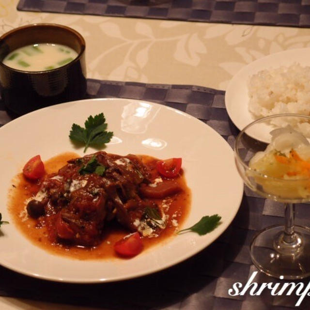 さばの赤ワイン煮込み