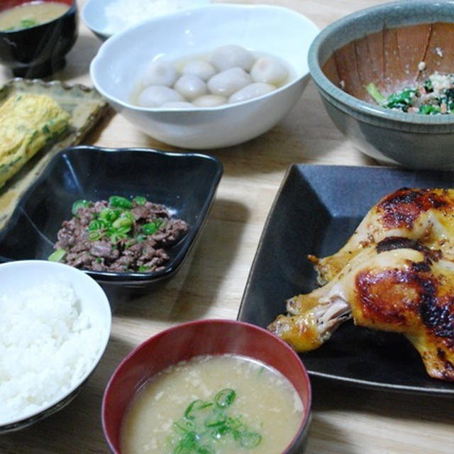 昨夜は鶏モモ肉の山賊焼きなど～！