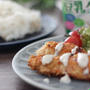 さくらますのチーズパン粉焼き粒マスタード豆乳グルトソース