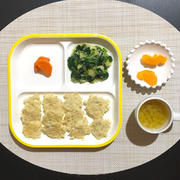 【離乳食完了期】しらすと卵のご飯おやき&ターサイとサラダ菜のじゃがいもあんかけ