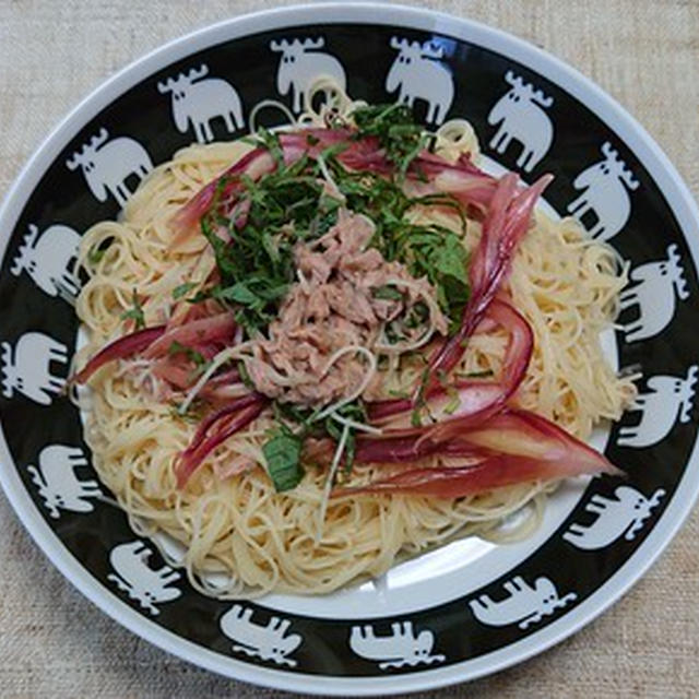 ツナとミョウガと大葉の冷製パスタ