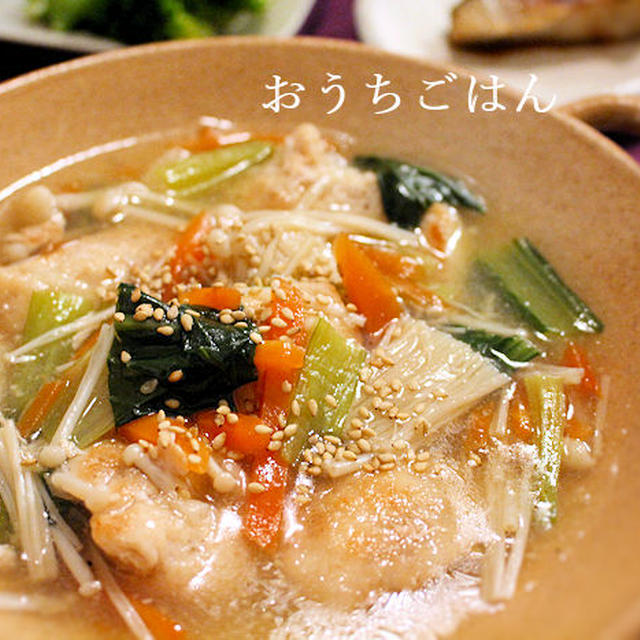 少ない鶏胸肉であんかけ風、胚芽米と、時短晩ごはん