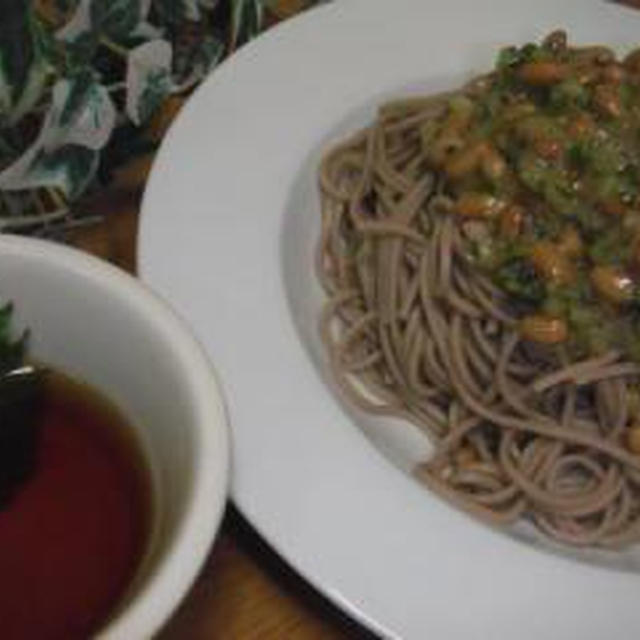 ワサビの清涼感☆納豆だし蕎麦。。♪