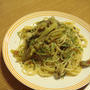 マ・マー早茹でパスタのナスと青しそのペペロンチーノ。