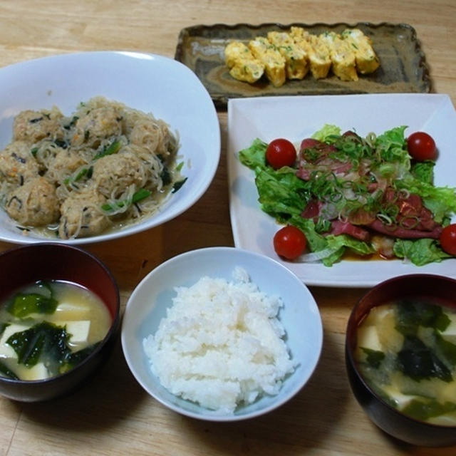 昨夜はひじき入り肉団子のこんにゃく煮など～