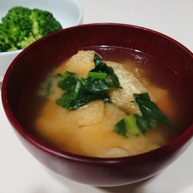 Recipe ブロッコリーの葉と油揚げのお味噌汁 By Chefたまさん レシピブログ 料理ブログのレシピ満載