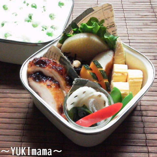 鶏もも肉の塩麹マヨワインのてりやきのお弁当