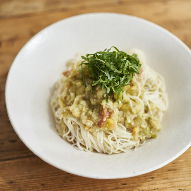 なすのみそタルタルそうめん