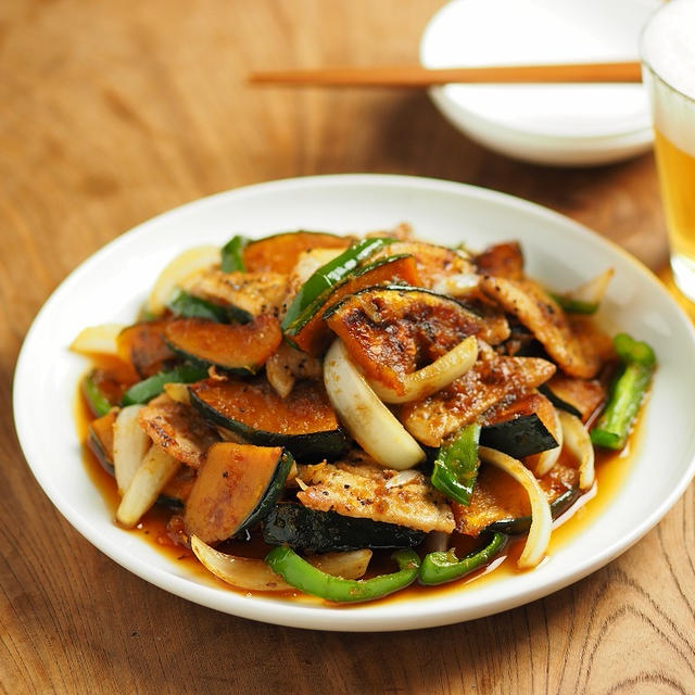 メシ通！かぼちゃと豚肉の生姜焼き