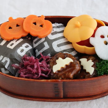 ハロウィンの中学生弁当（簡単なことしかやらない編）